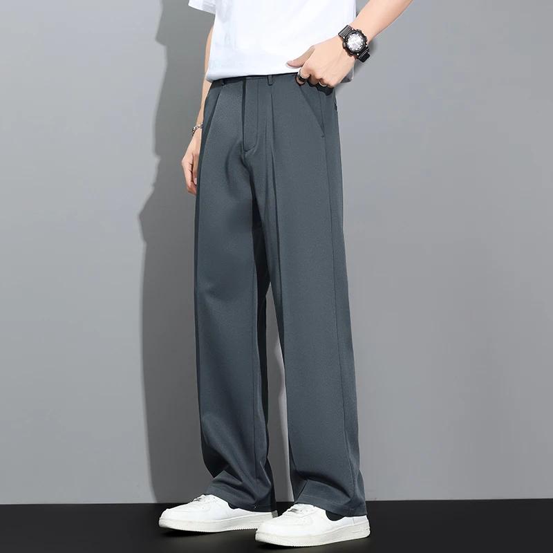 Pantalon décontracté ample et fluide pour homme, style coréen, coupe droite, léger, été 2026, kaki,