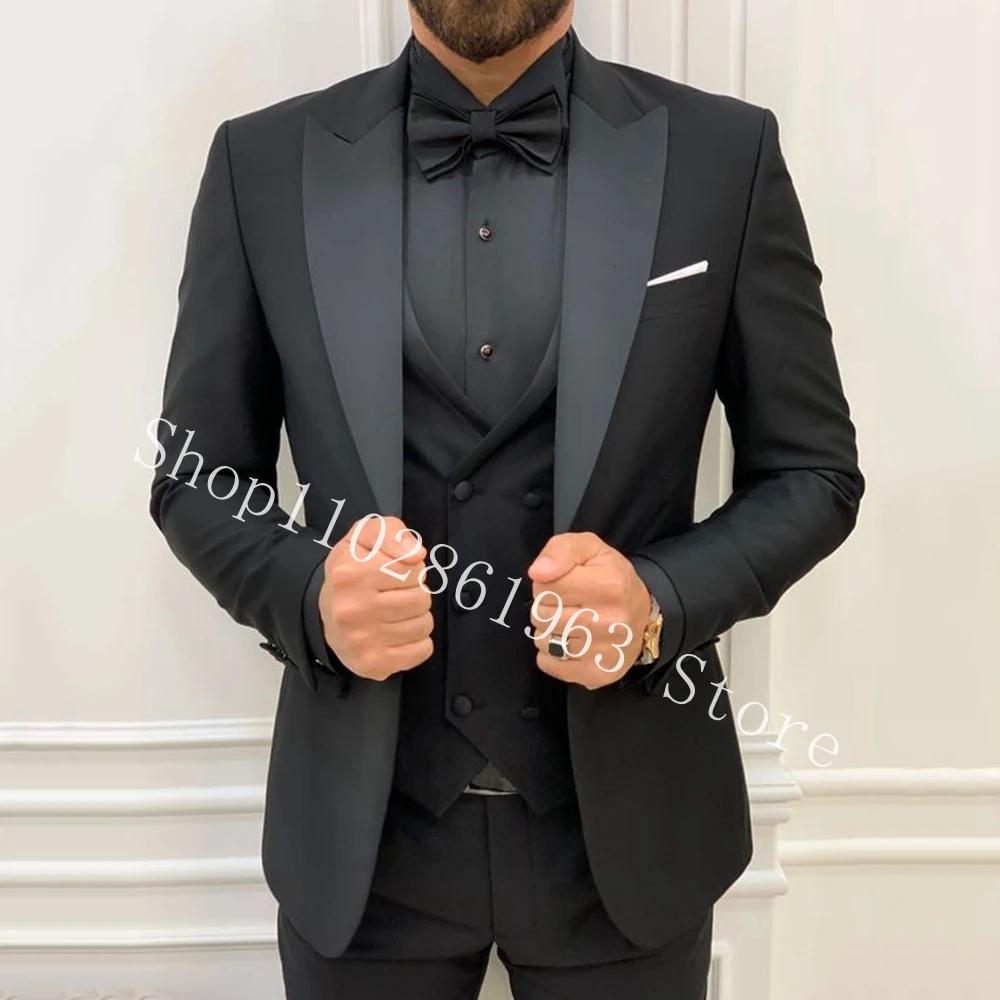Costumes 3 Pièces Slim Fit Imbibés pour Hommes, Smokings de Mariage, Blazer, Veste, GlaPants, Ensemb