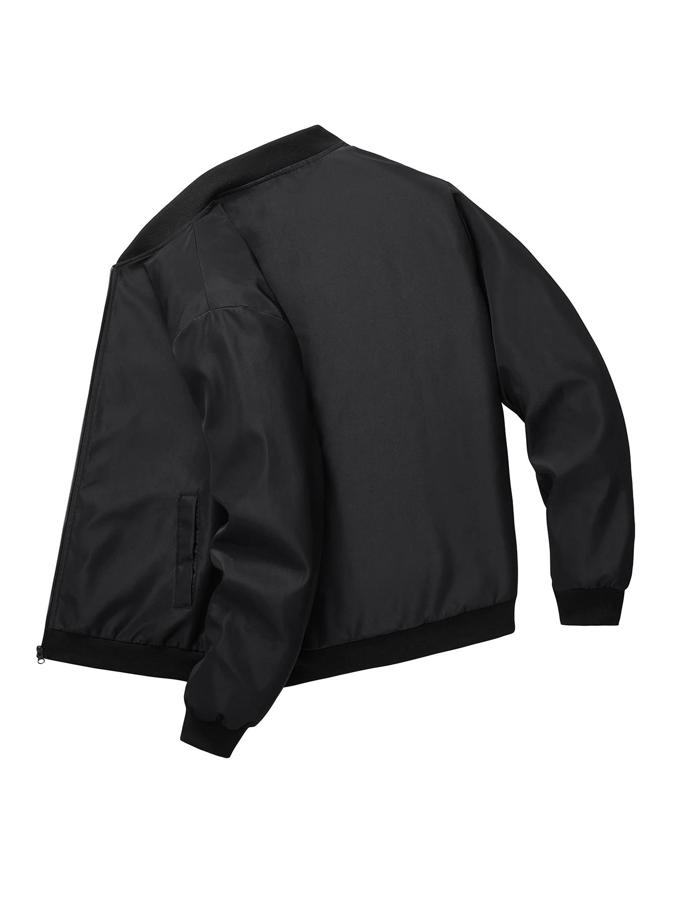 Veste courte ample à col de Baseball pour hommes, couleur unie, manteau fin décontracté d'affaires,