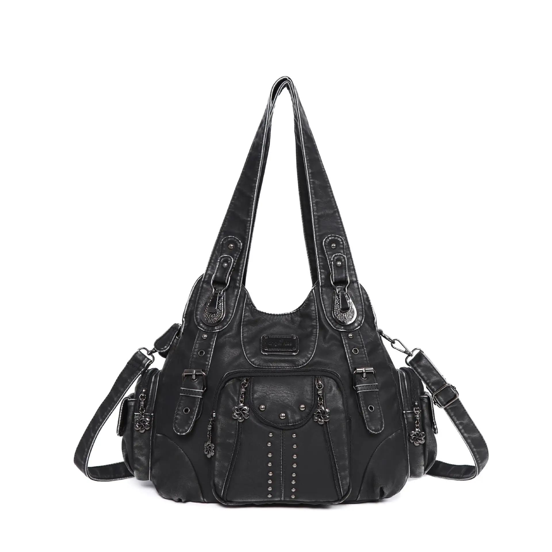 Sac à main pour femme Angel Kiss, grand sac fourre-tout vintage en PU avec poignée supérieure, sac à
