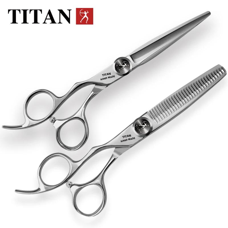 TITAN professionnel barbier coupe poignée gauche ciseaux cheveux ciseaux amincissement coiffure coup