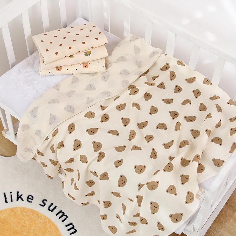 Couverture d'emmaillotage en mousseline de coton pour bébé, imprimé de dessin animé mignon, douce et
