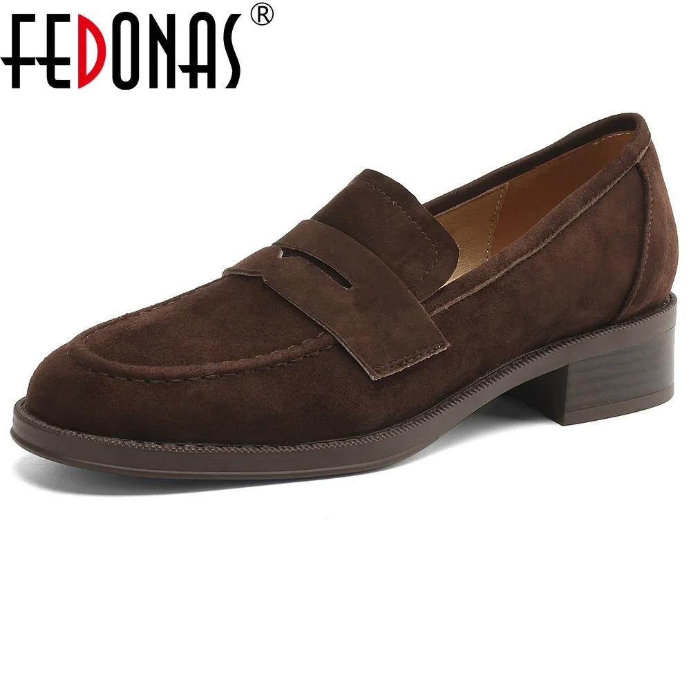 FEDONAS 2025 daim cuir bout rond Med talon printemps chaussures Mature doux rencontres femmes pompes