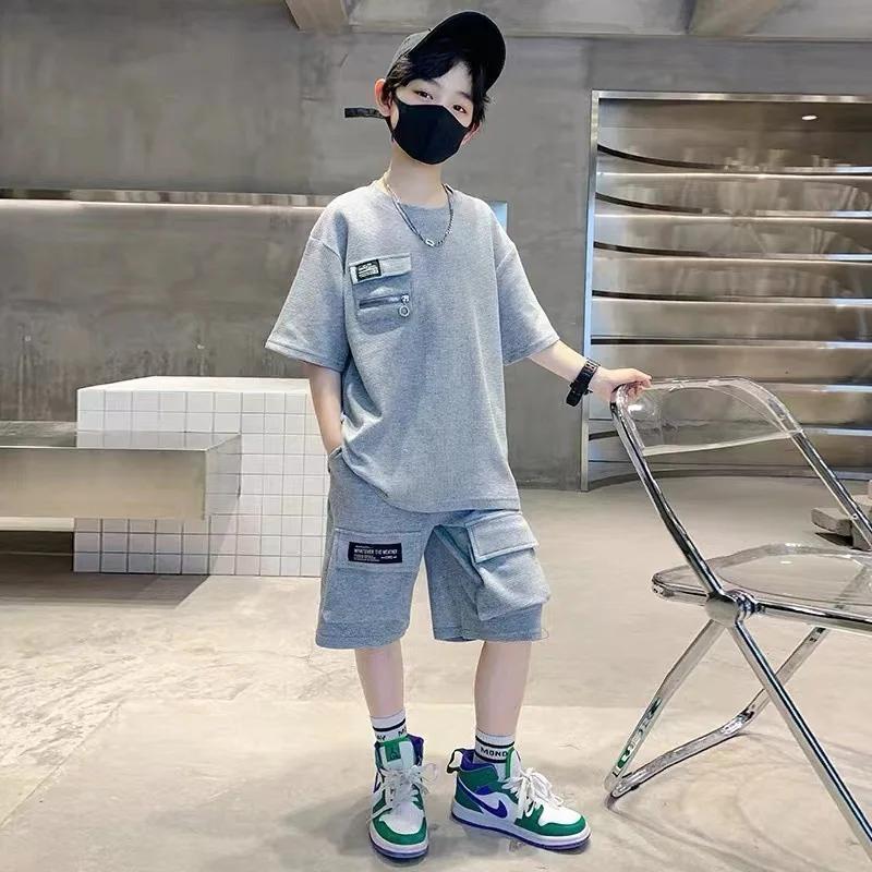 Ensemble de vêtements de sport pour garçons, tenue d'été pour enfants, haut à manches courtes et sho