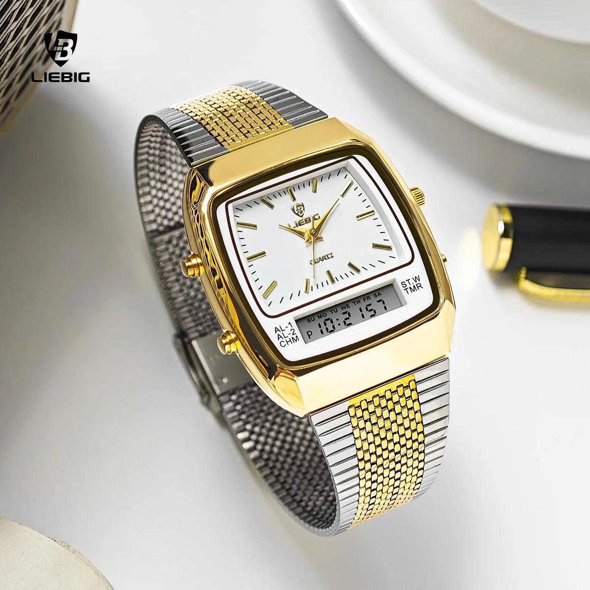 Montres à quartz LIEBIG de luxe à double affichage pour hommes et femmes, mode, sport de plein air,