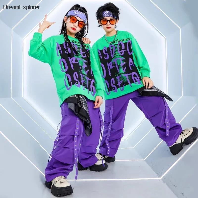 Gilet Hip Hop pour garçons, sweat-shirt, pantalon Cargo coloré, ensembles de vêtements de danse de r