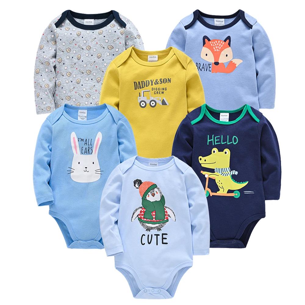 Kavkas – body pour bébés garçons et filles, 6 pièces, manches longues, 100% coton, vêtements pour bé
