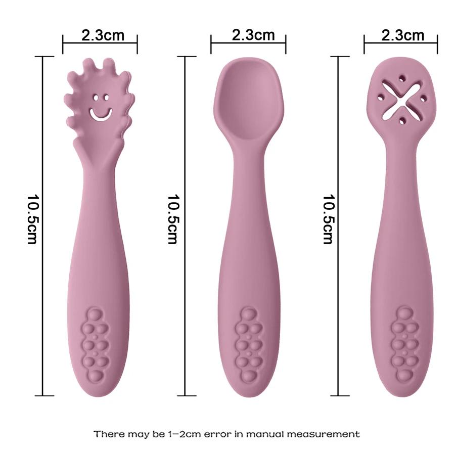 Ensemble d'ustensiles de cuillères d'apprentissage pour bébé, 3 pièces, mignon, cuillère d'alimentat