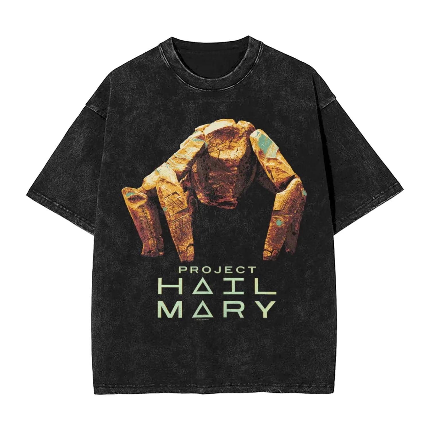 Men Project Hail Mary Rocky The Alien Distressed Portrait T-shirts, vêtements de plage, Y2K, t-s
