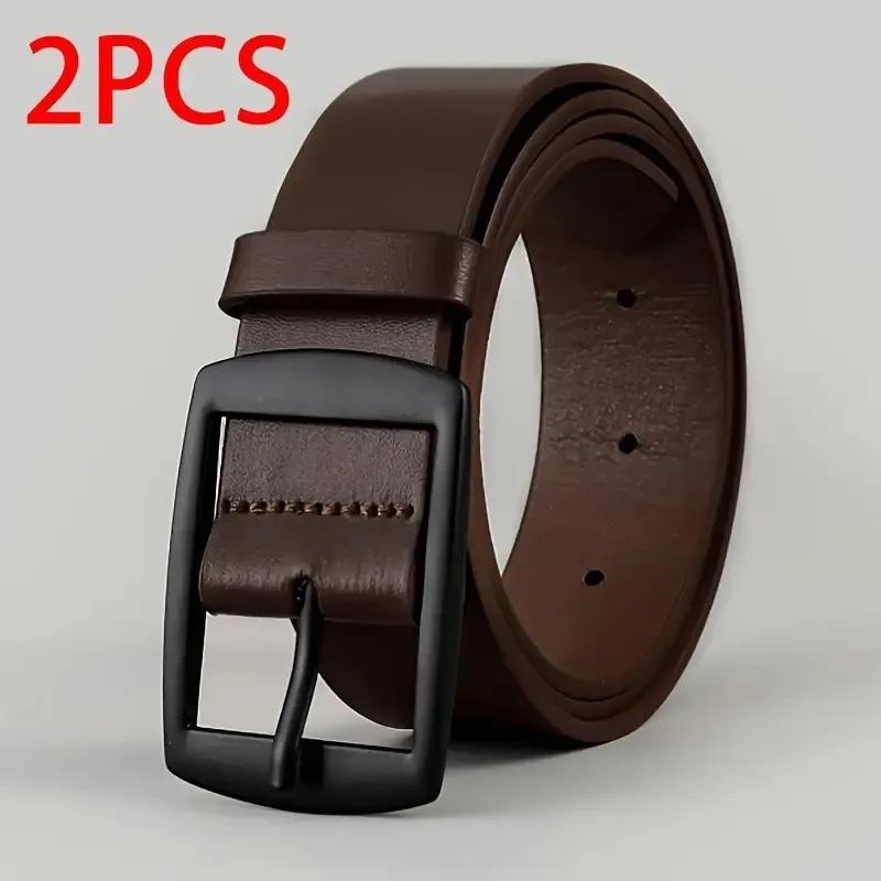 Ceinture de luxe en cuir PU pour hommes, 2 pièces, boucle ardillon en métal, haute qualité, marque c