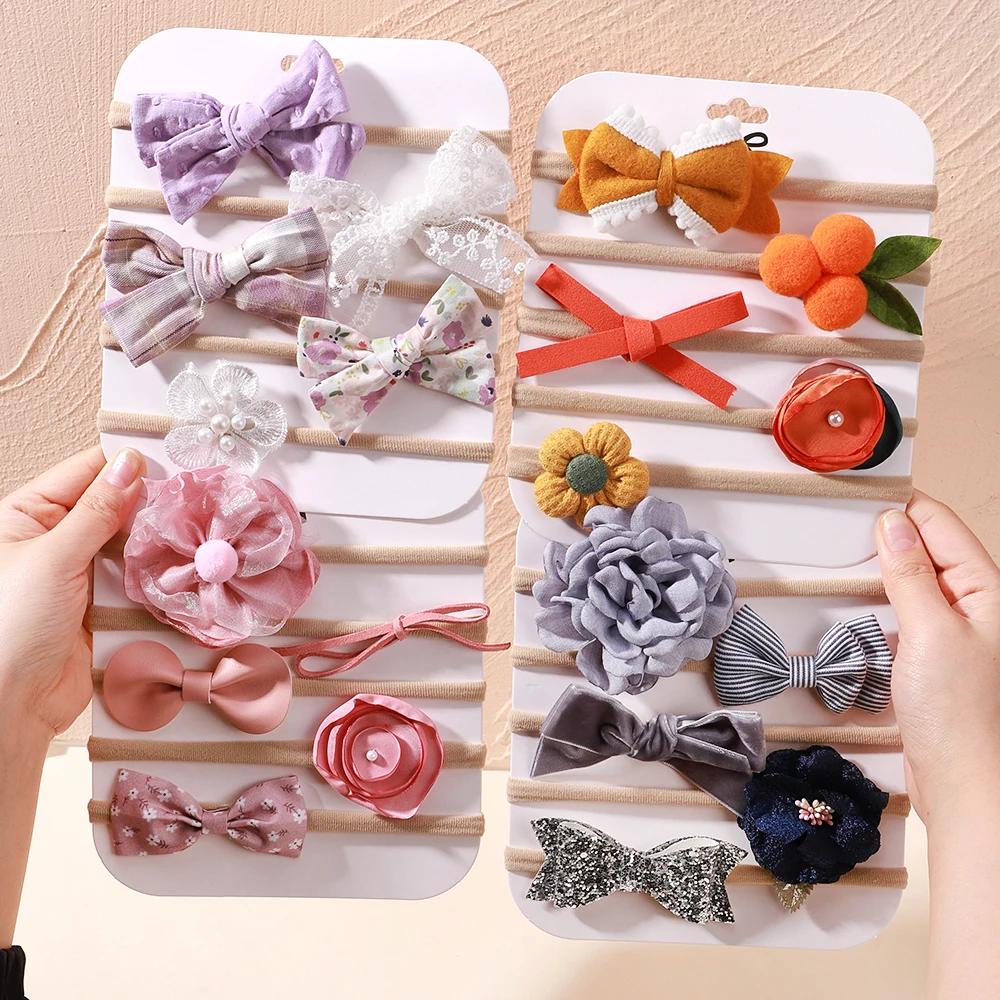 Bande de sauna en nylon élastique pour bébé, nœud en dentelle florale pour nouveau-né, bandes de che