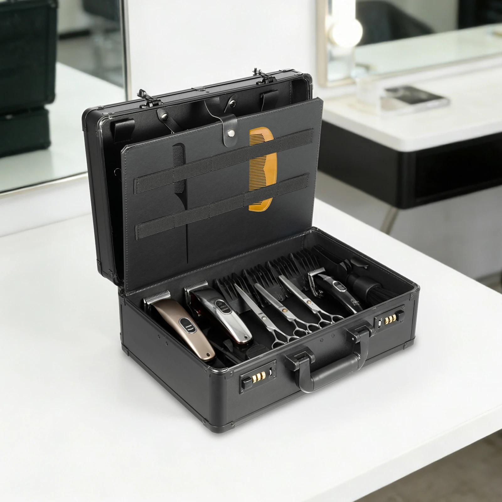 Boîte à outils de coiffure professionnelle multicouche noire, étui de rangement pour barbier, organi