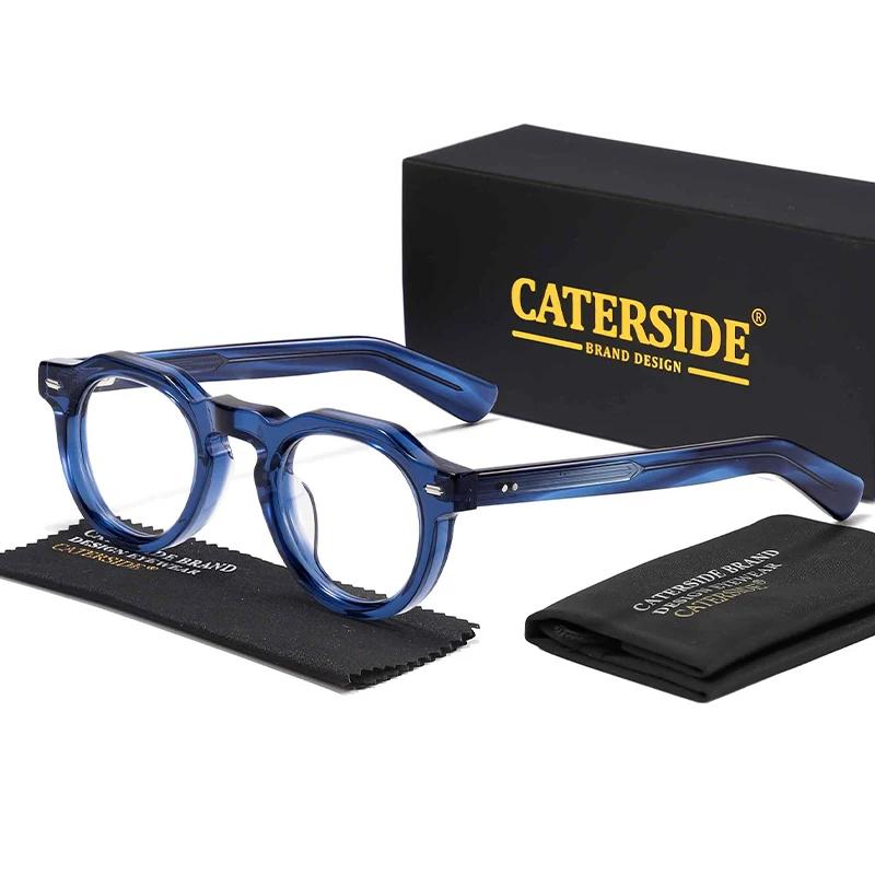 Monture de lunettes optiques rondes CATERSIDE pour hommes, monture épaisse en acétate de qualité sup