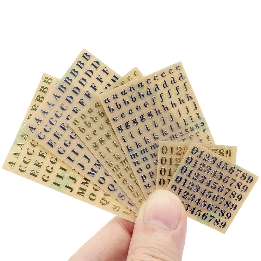 Autocollants de lettres de l'alphabet et des chiffres, autocollants auto-adhésifs, paillettes, allia