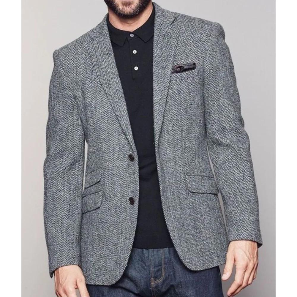 Veste de costume à chevrons pour hommes, simple boutonnage, mode décontractée, coupe cintrée, confor