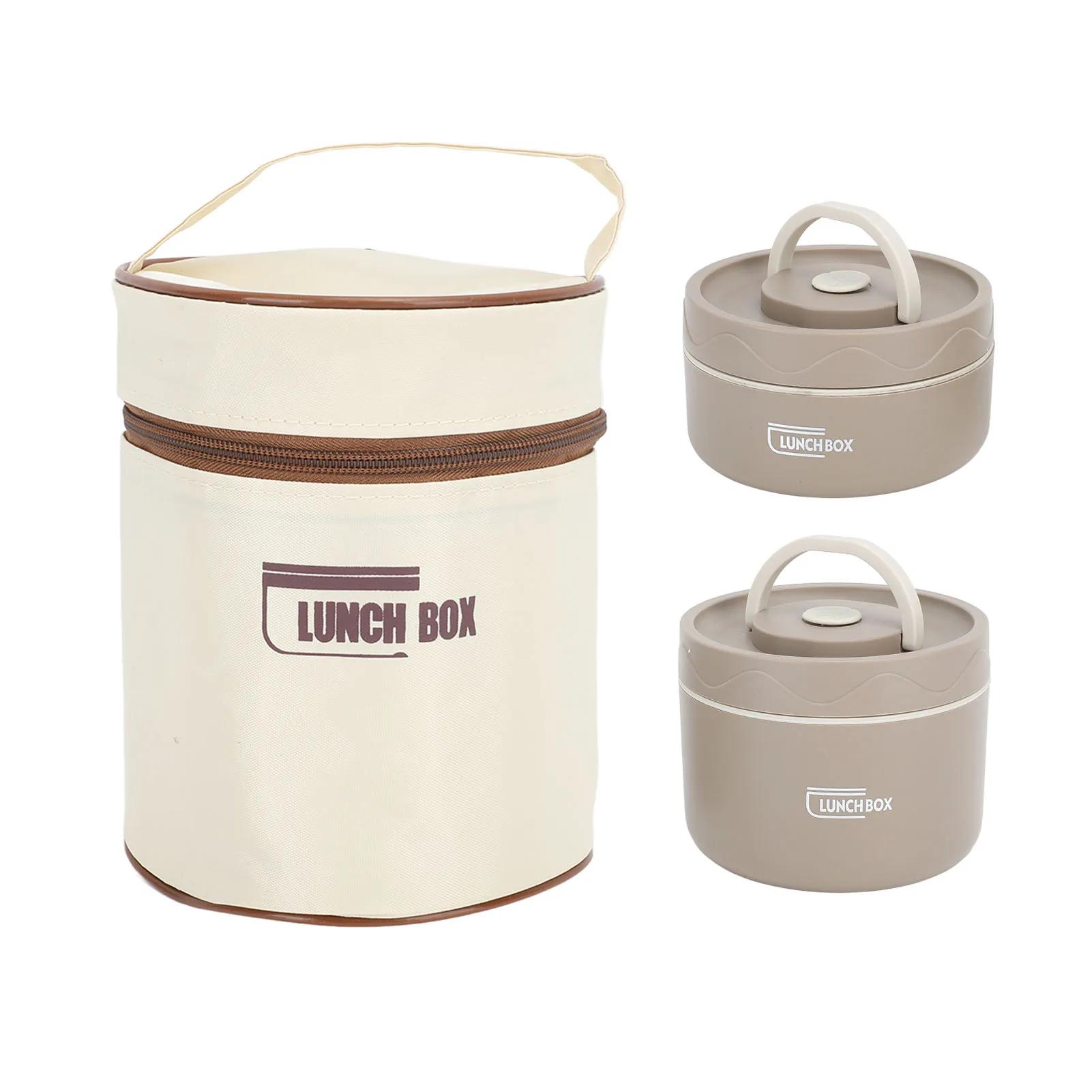 Boîte à Bento Ronde Portable Multifonction Scellée en Acier Inoxydable 304, Récipient à Déjeuner Iso