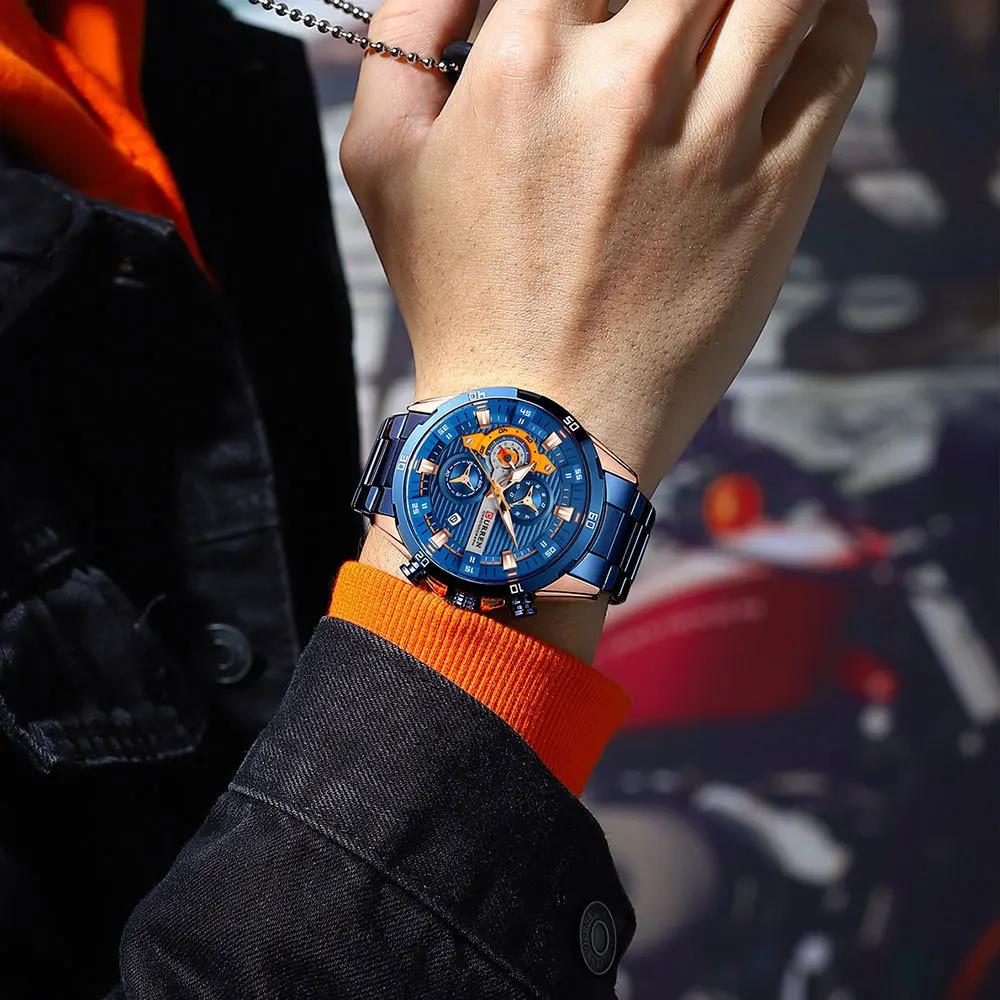 Montres en acier inoxydable pour hommes, mode créative, cadran lumineux avec chronographe, horloge d