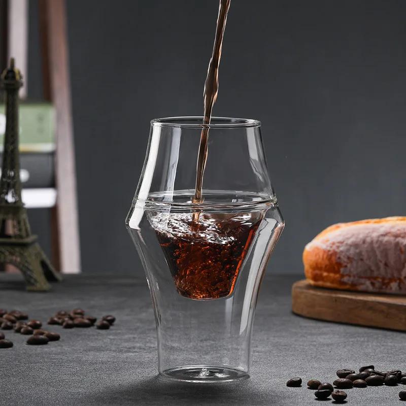 YWDL Nouvelle Tasse à Café Expresso Créative en Verre Double Paroi Anti-brûlure, Tasse à Lait, à Bra