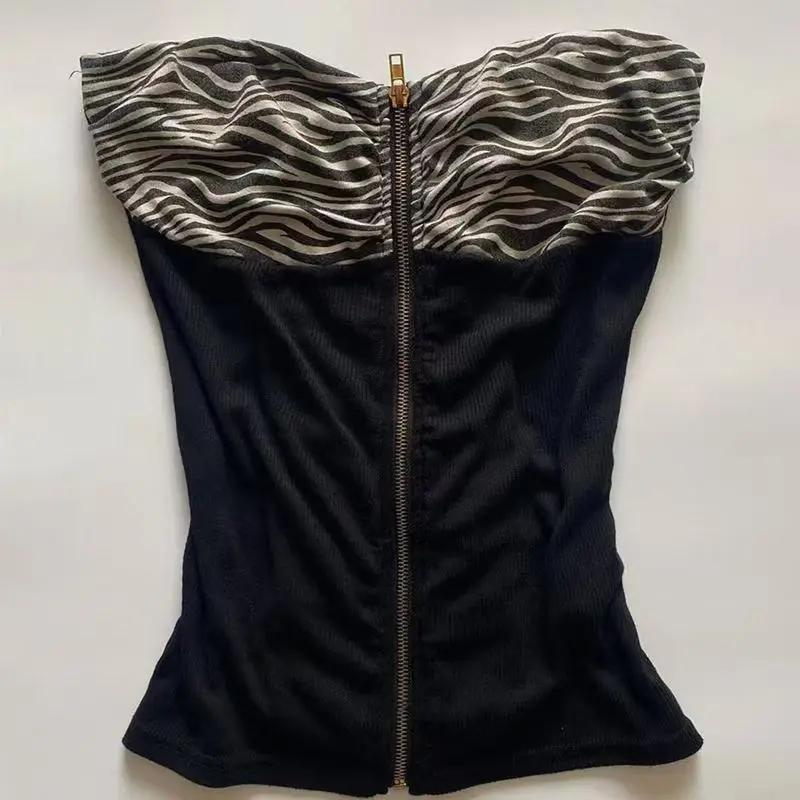 Rétro Hottie Slim bretelles gilets sous-culture américaine léopard couture débardeurs Punk Harajuku