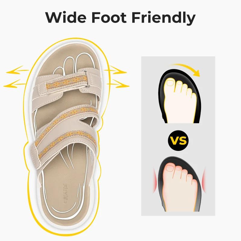 FitVille – Sandales compensées pour femmes, larges, à lanières réglables, pour l'été et la plage, id