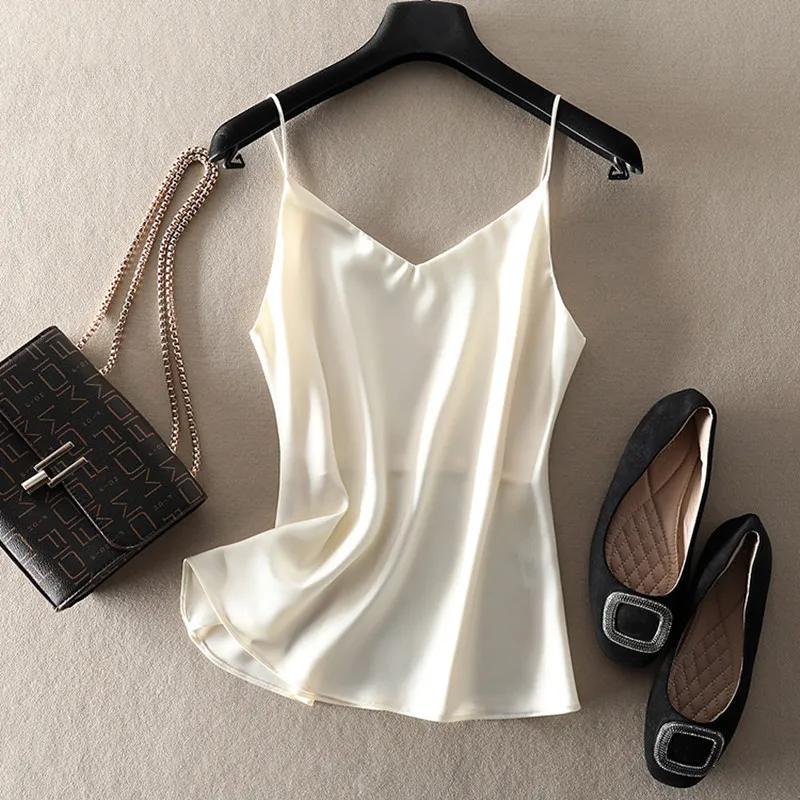 Haut court d'été femmes Camis soie Satin débardeur femmes Camisole sans manches gilet Roupas Femin r