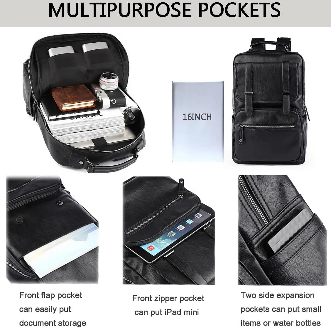 MOYYI-Sac à dos en cuir pour ordinateur portable pour homme, sac à dos de voyage étanche, sac d'affa