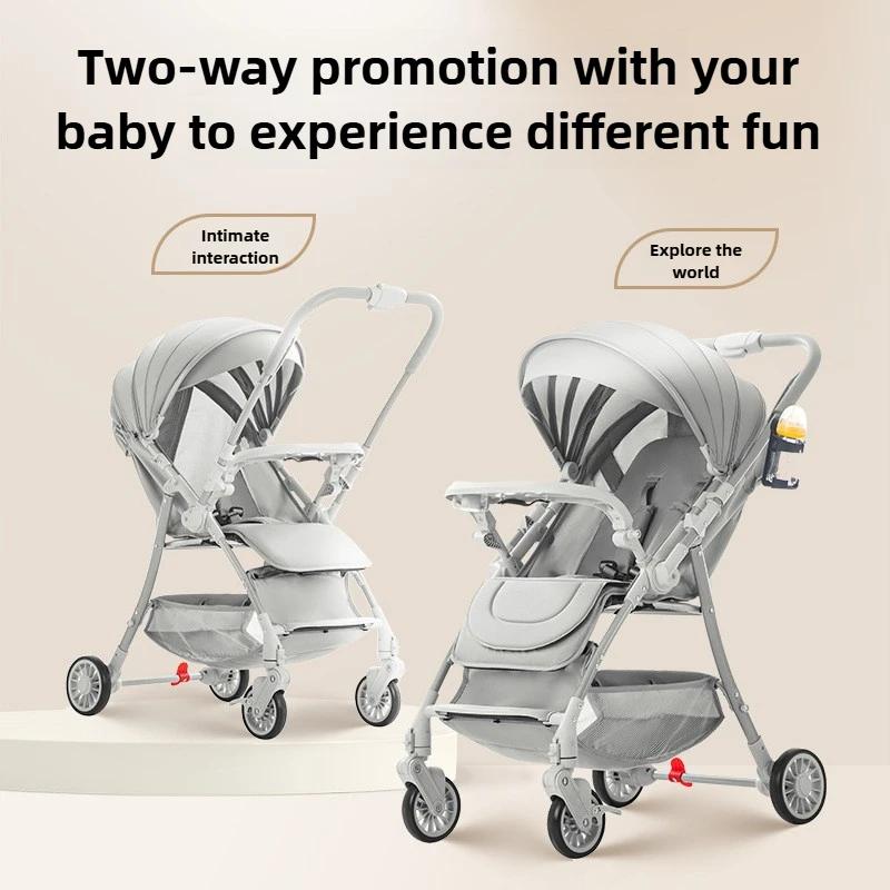Poussette nouvellement améliorée avec chariot poussoir bidirectionnel à vue élevée qui peut s'asseoi