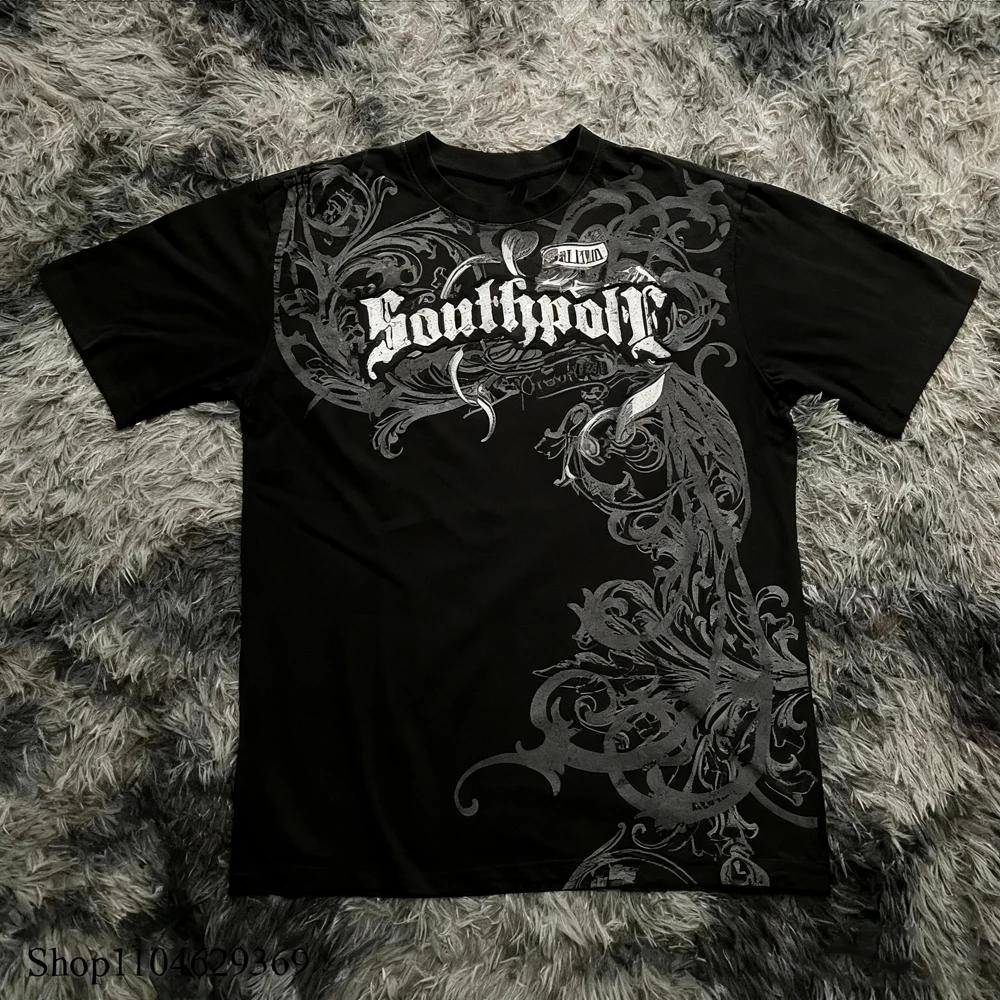 Classique Y2K Style gothique T-shirt imprimé surdimensionné T-shirt haute rue chemises gothique col
