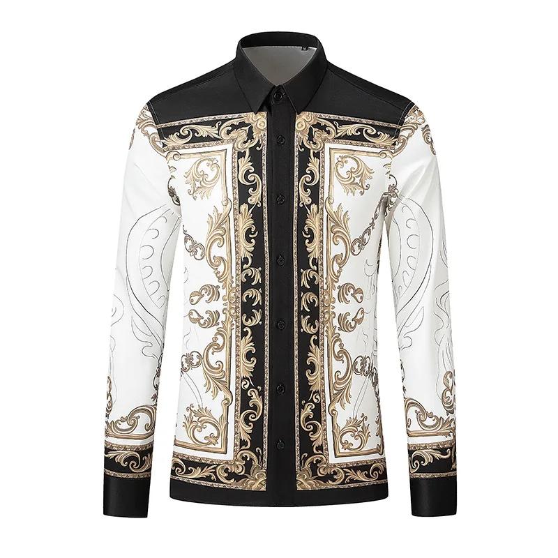 Chemise de Style palais de marque pour hommes, coupe cintrée, chemises sociales décontractées, haute