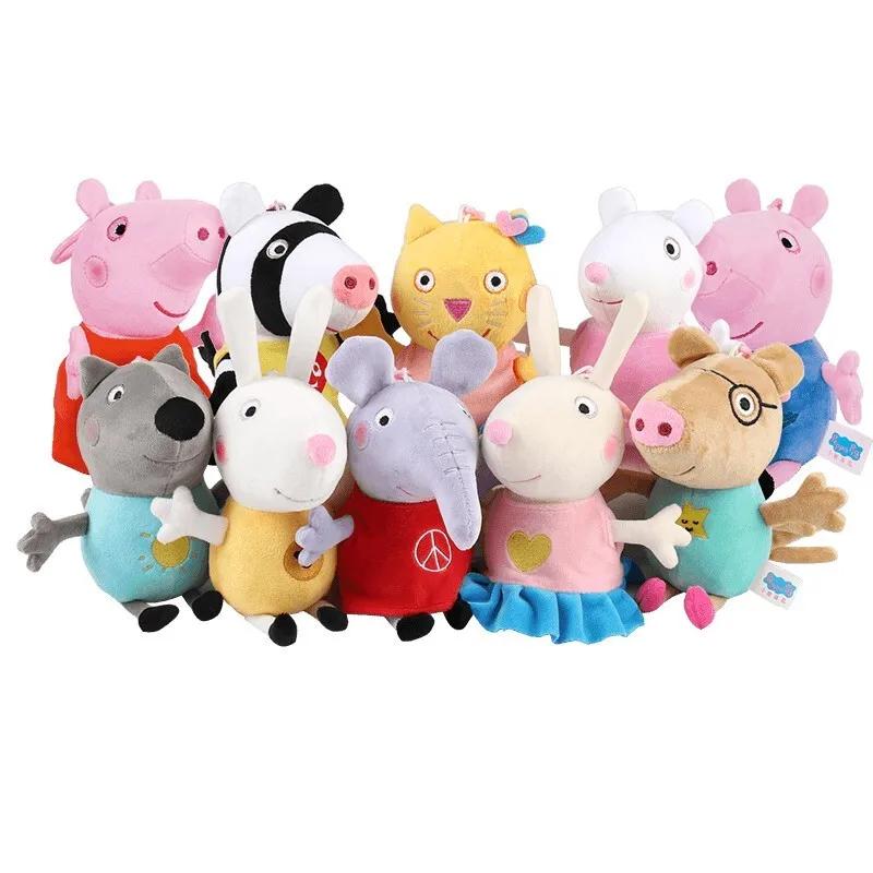 16-19CM véritable Peppa Pig Bundle poche 8 amis papa maman Peppa George peluche Bahs poupées en pelu