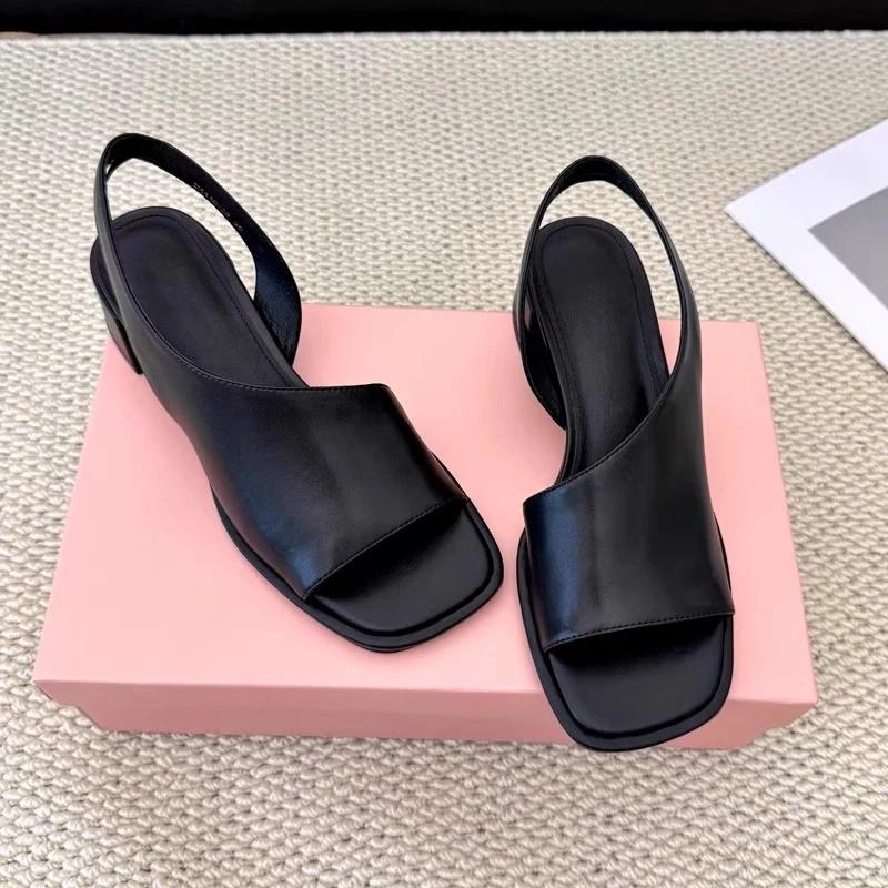 Sandales romaines grande taille pour femme, confortables, à talon épais, bout carré, polyvalentes, t