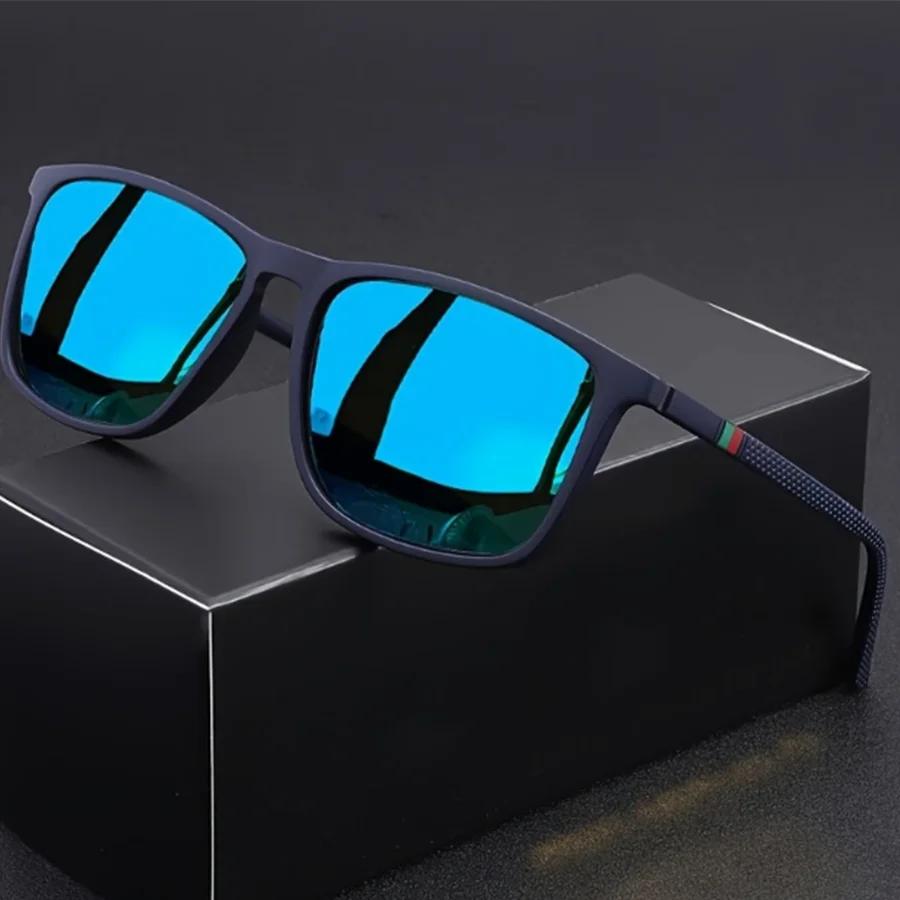 Lunettes de soleil carrées classiques pour hommes, confortables, légères, à monture noire, idéales p