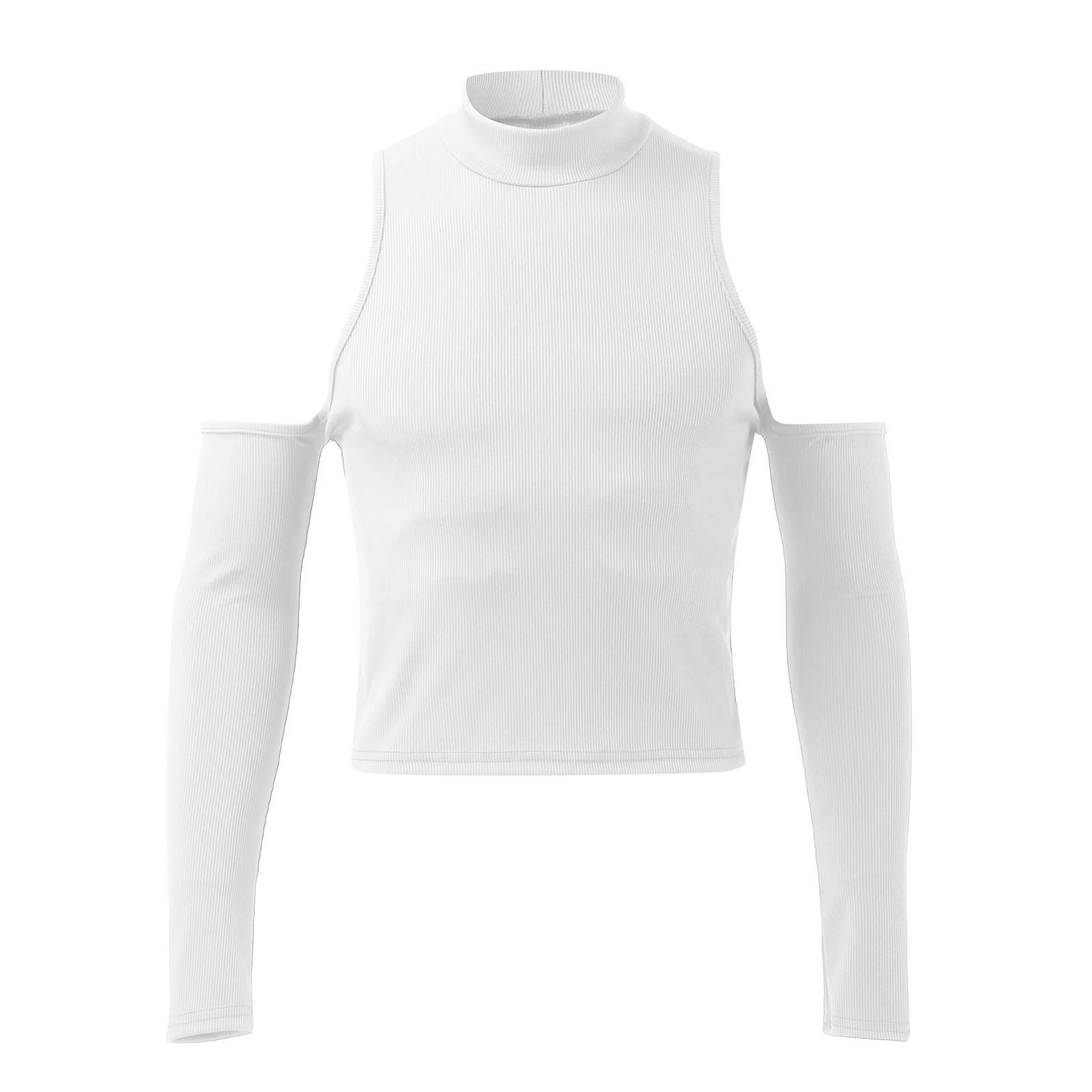 T-shirt manches longues col roulé pour hommes, Chic, ajouré, décontracté, Streetwear, Sexy, épaules