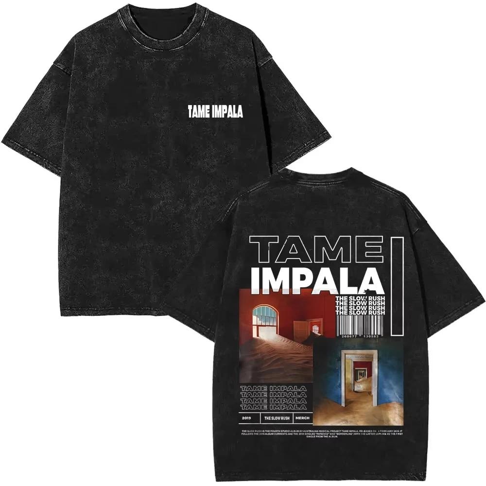 2025 lavé Vintage Tame Impala impression graphique T-shirts vêtements pour hommes Pop Rock groupe T-