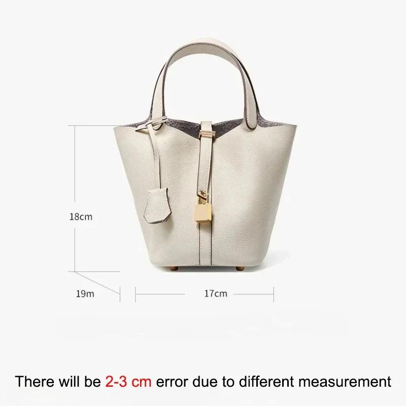 Sacs à main en cuir véritable pour femmes, petit panier seau, sacs à bandoulière de styliste, fourre