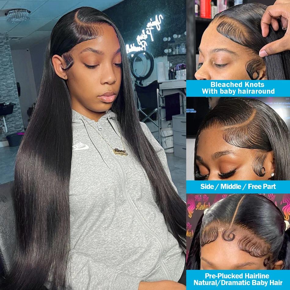 Wulala-Perruque Full Lace Wig naturelle lisse Sophia, cheveux humains, 13x4, 13x6 HD, pre-plucked, 3