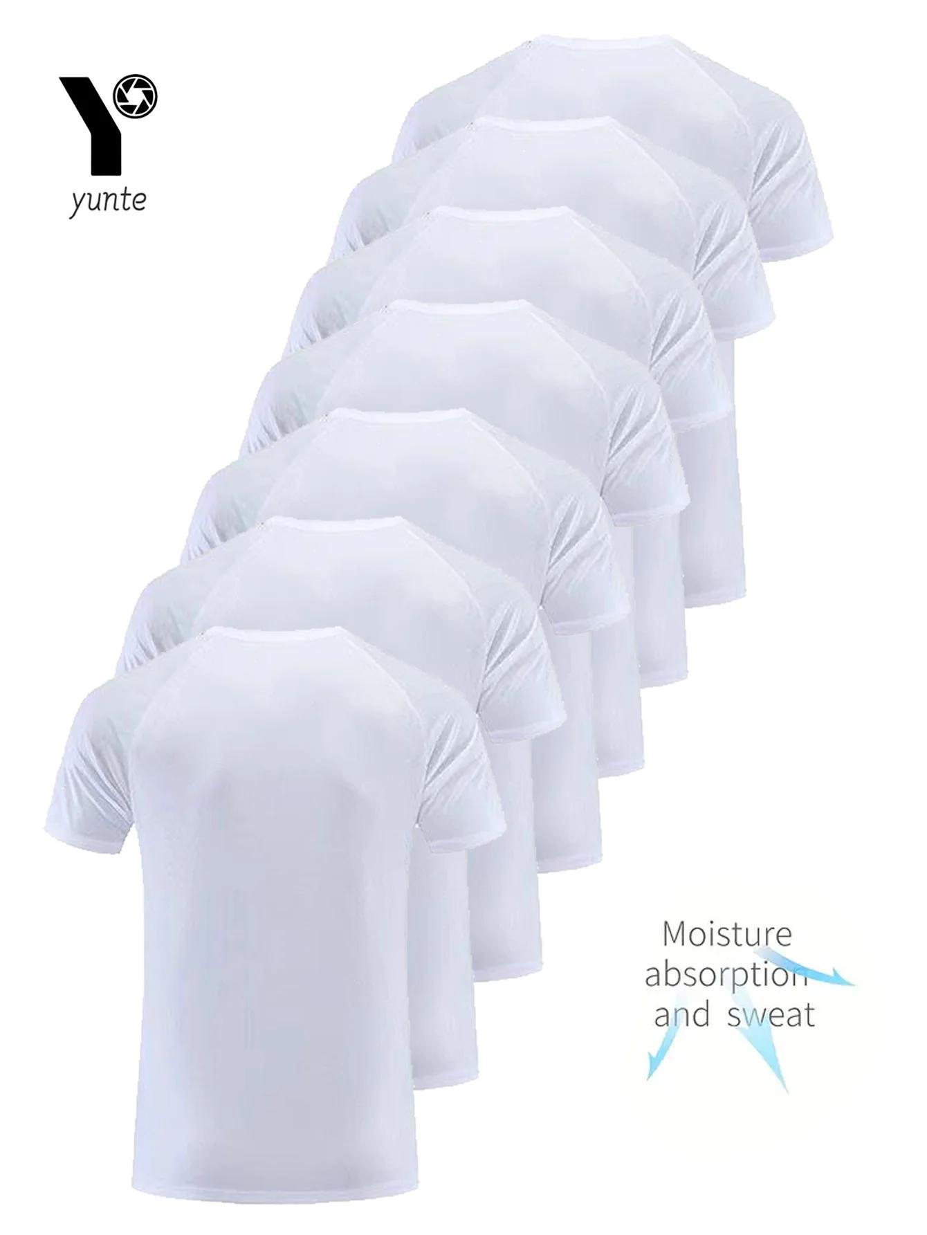 T-shirt col rond 7 pièces blanc ultra-léger pour hommes, séchage rapide, respirant, absorbant la sue