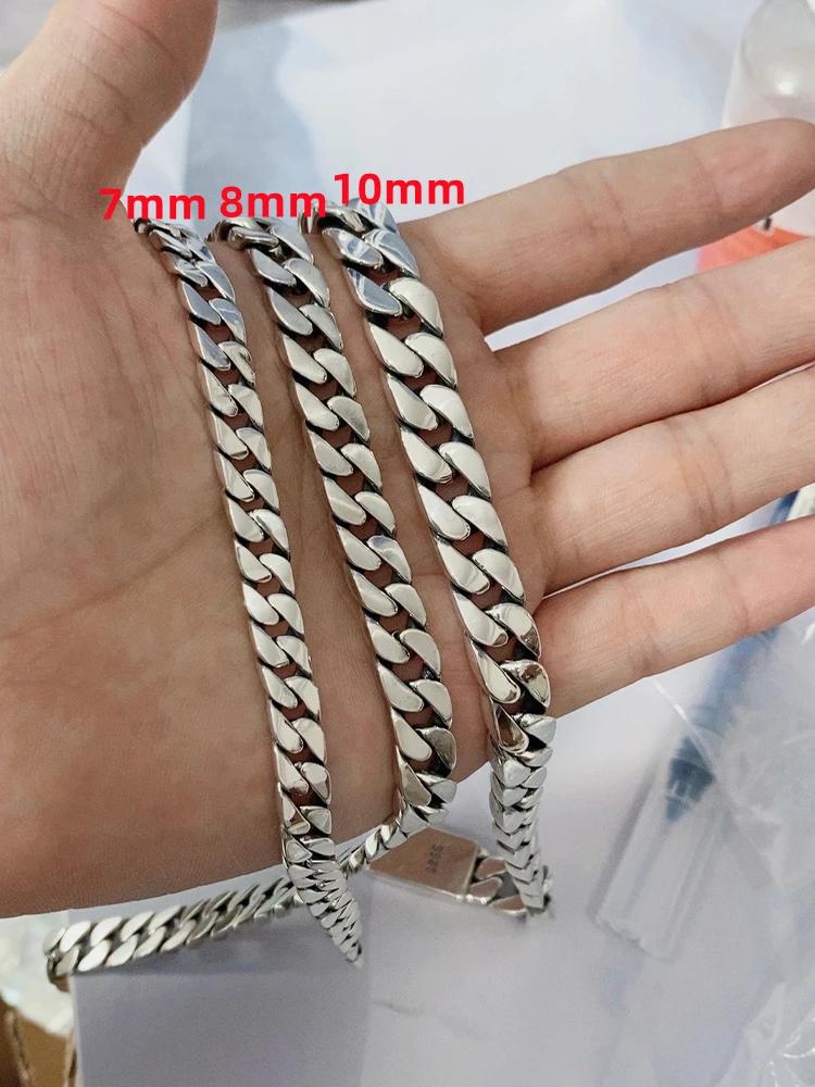 Bracelet en argent Sterling 100% S925, 8MM, Punk, bijoux en argent S925, ne se décolore jamais, cert