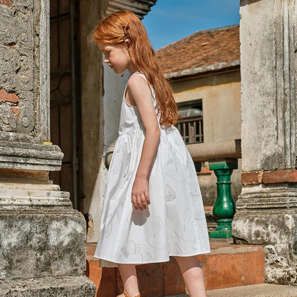 Robes de princesse d'été blanches pour filles Dave Bella, robes de fête imprimées sans manches pour