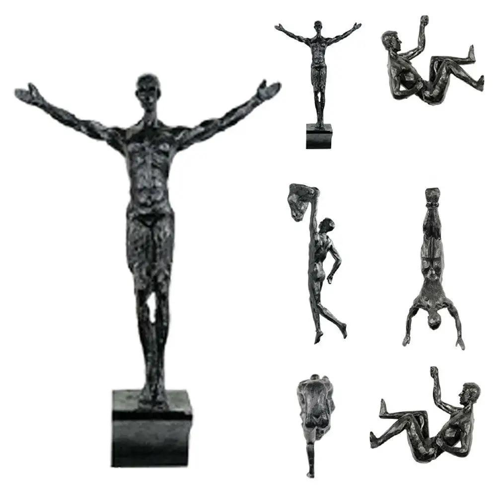 Athlète escalade homme résine fond tenture murale décoration Sculpture Statue chiffres créatif grimp