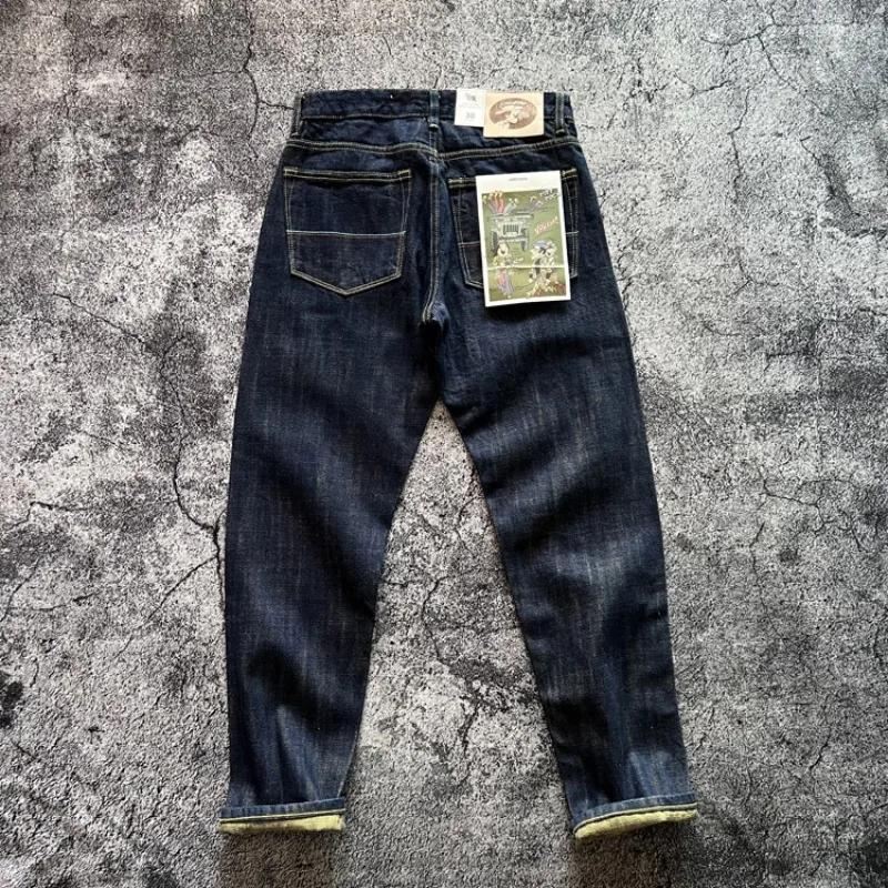 Jean Délavé en Denim Indigo pour Homme, Pantalon Droit Décontracté, Vintage Américain, 100% Coton, S