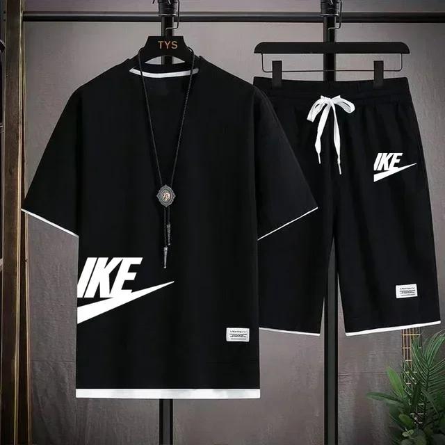 Ensemble de vêtements de sport pour hommes, tendance, décontracté et à la mode, t-shirt à manches co