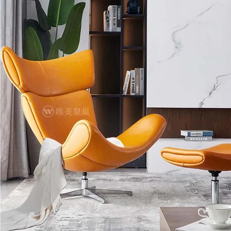 Chaises de Salon ergonomiques confortables, canapé nordique moderne en cuir, fauteuil inclinable de