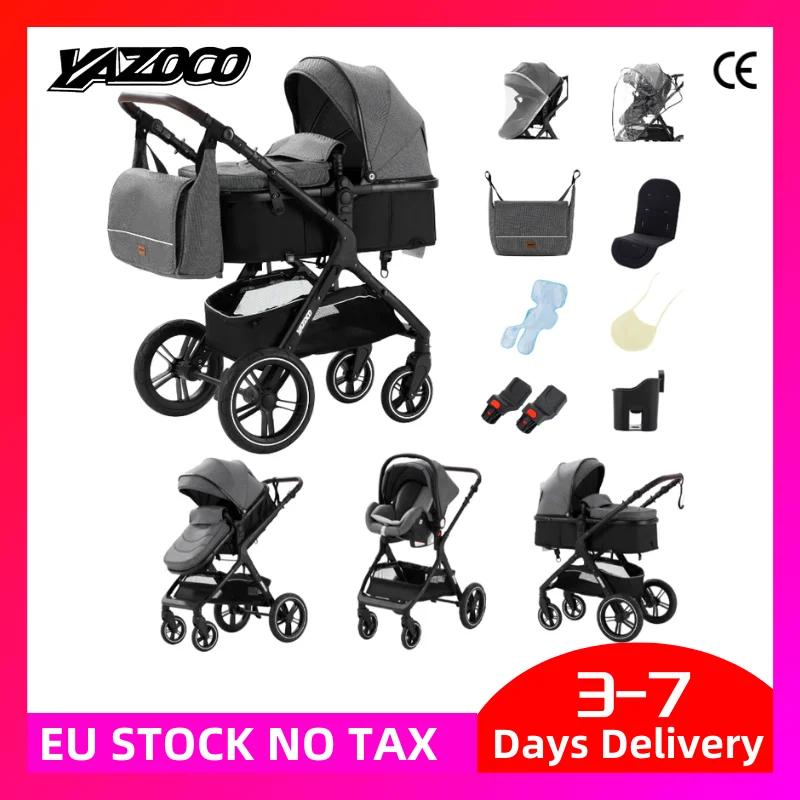 Nouvelle poussette double 3-en-1 2026 avec siège auto, pliable et portable, haute vue, pour nouveau-