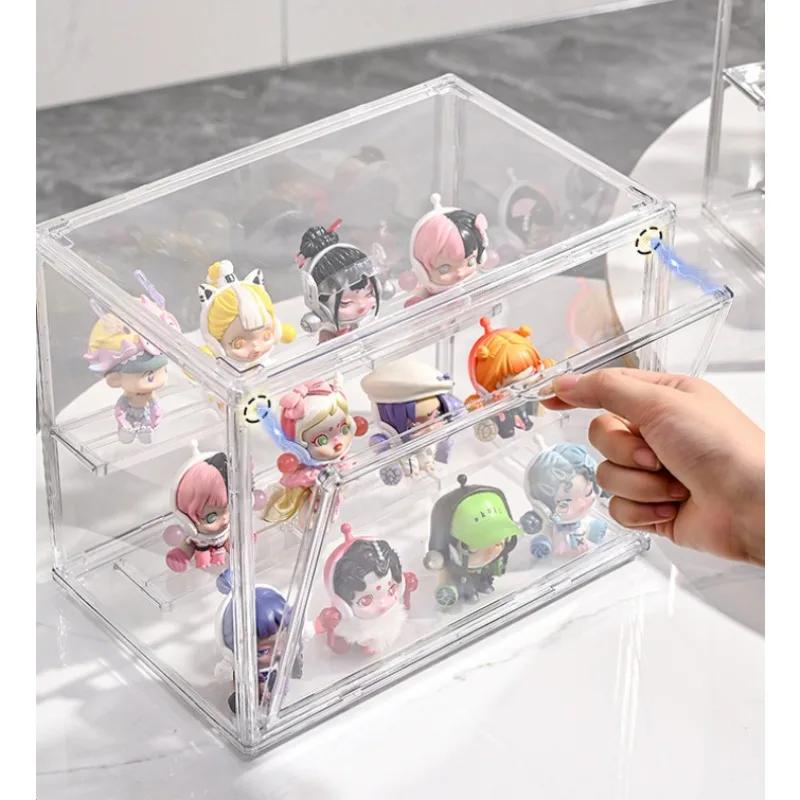 Boîte d'affichage transparente pour les doigts, vitrine de jouets pliable en acrylique transparent p