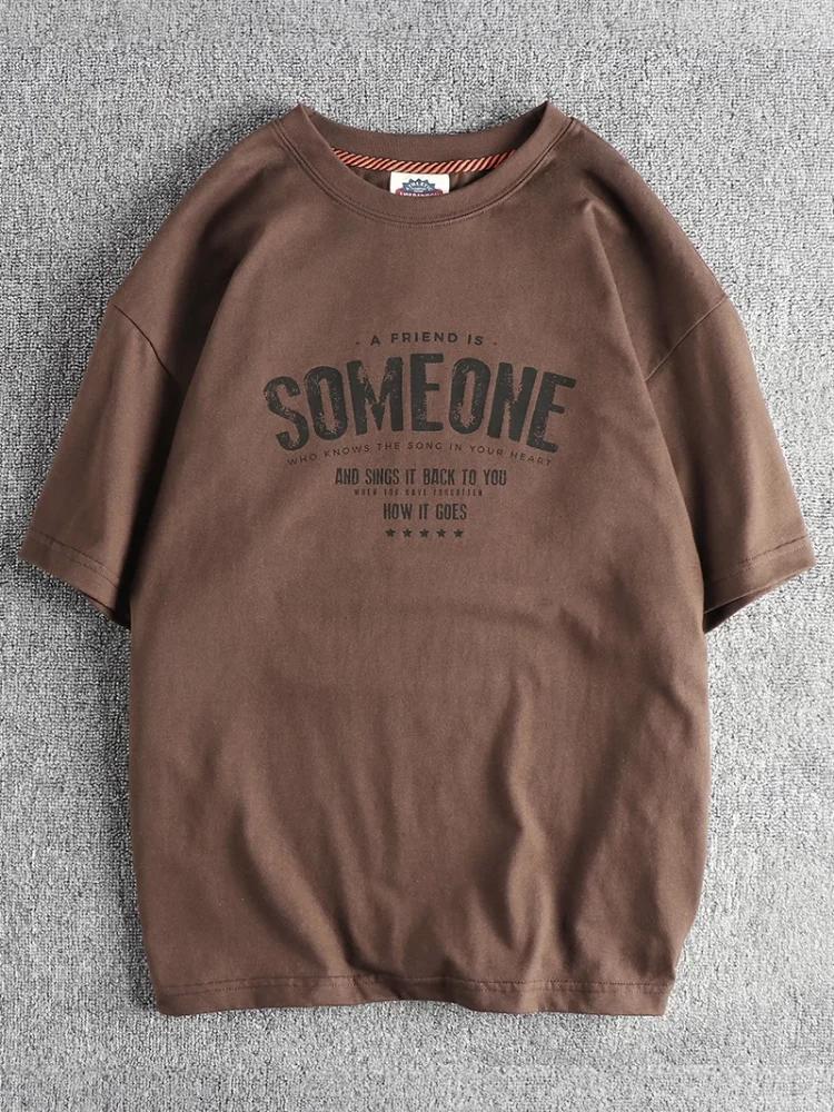 T-shirt à Manches Courtes et Col Rond pour Homme, Style Rétro Américain, Lettres Imprimées, Simple,