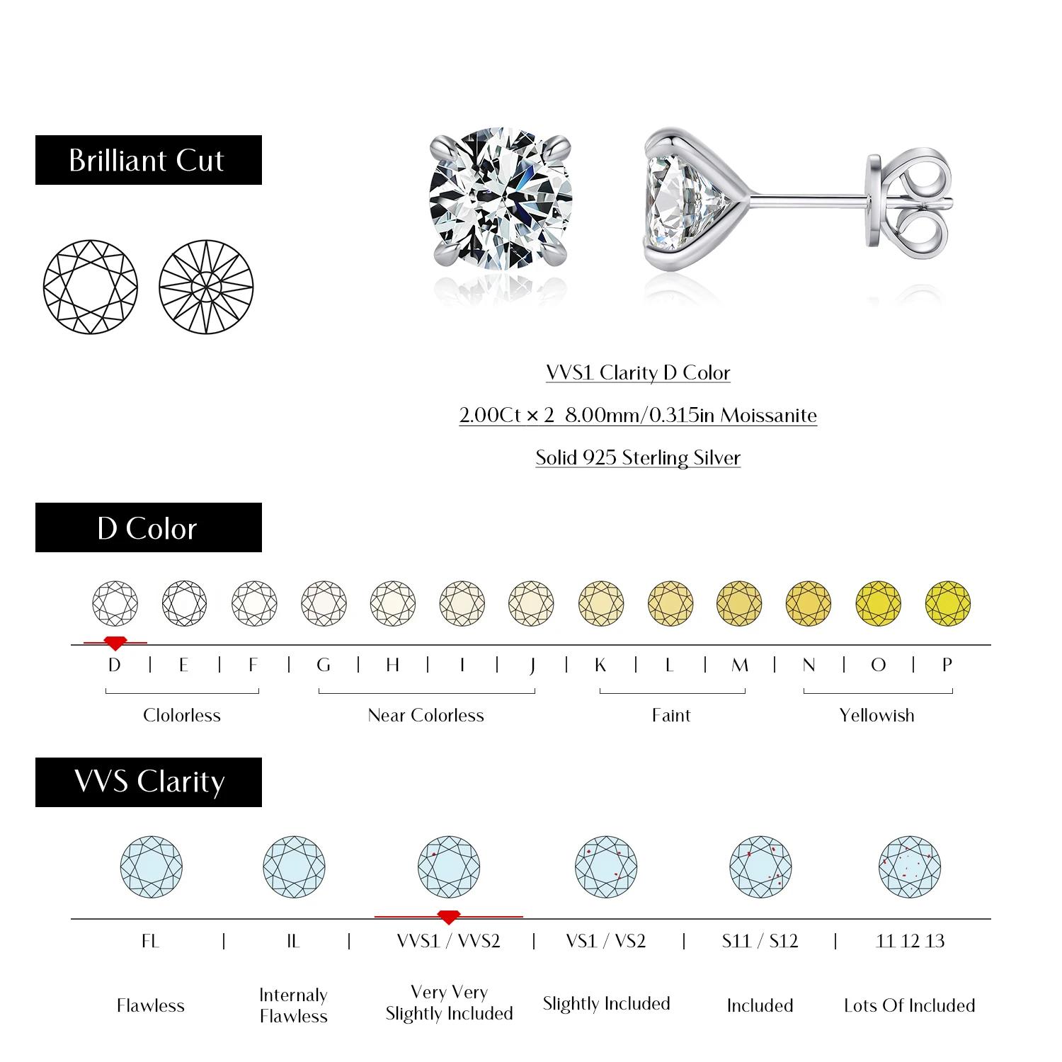 MODIAN 5 tailles D couleur Moissanite boucles d'oreilles 925 en argent Sterling scintillant luxe bou