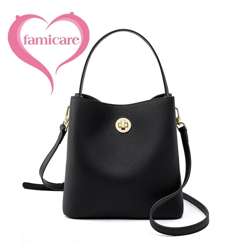 Sac à main en cuir véritable pour femmes, sacoche pour les déplacements, panier à légumes, sac à ban
