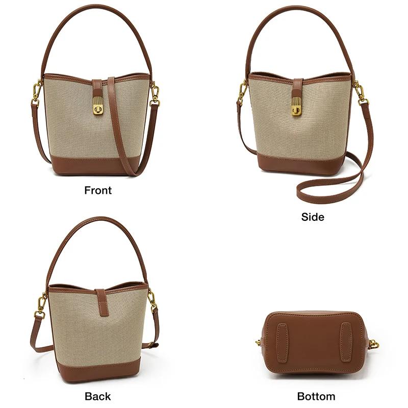 FOXER 2026 Nouveau Sac à Main Femme en Cuir PVC, Sac Seau Élégant, Sac à Bandoulière Tendance, Luxe