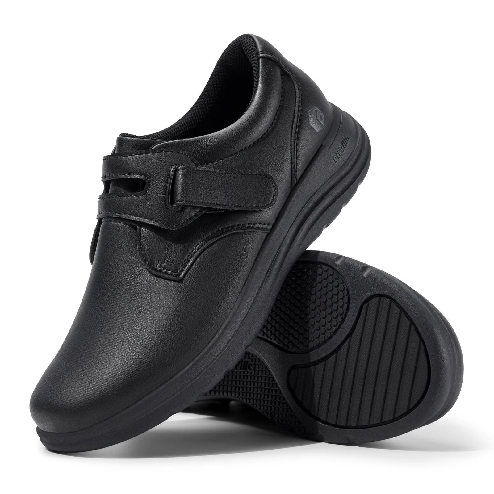 FitVille chaussures en cuir pour femmes chaussures pour diabétiques Extra larges chaussures de march